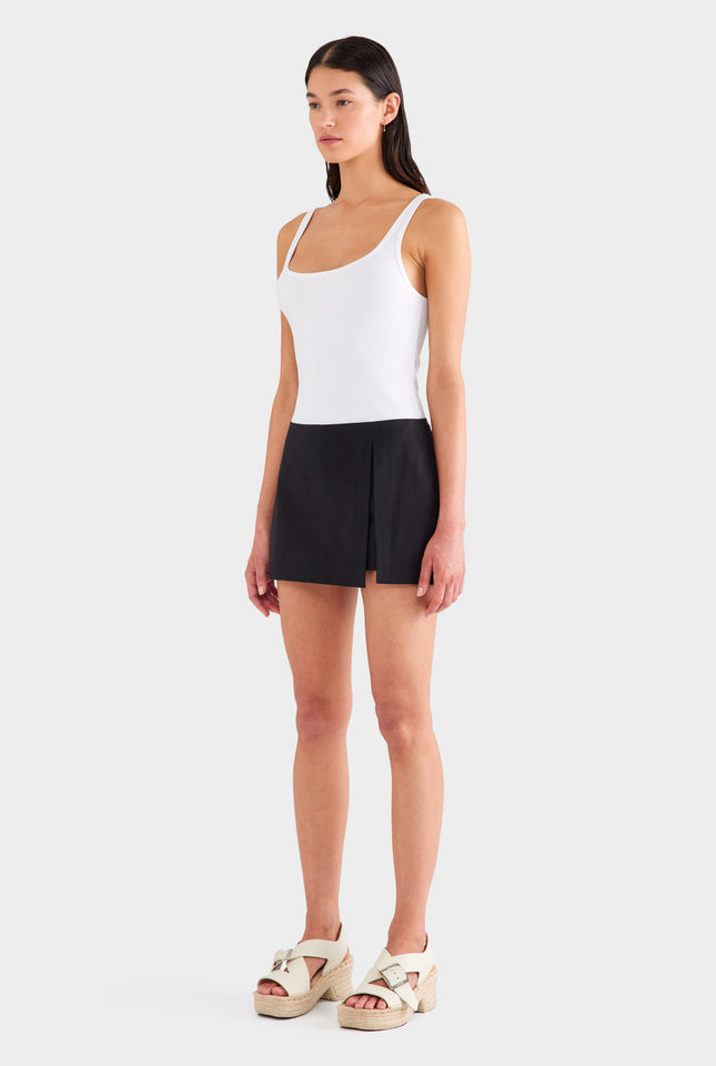 Low Rise Cotton Skort - Black