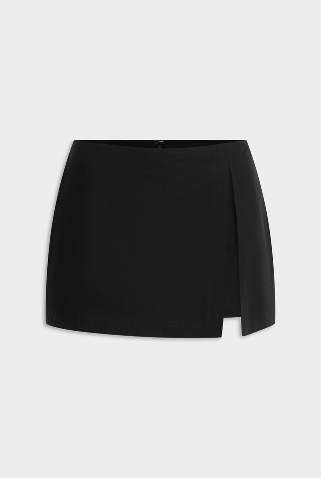 Low Rise Cotton Skort - Black