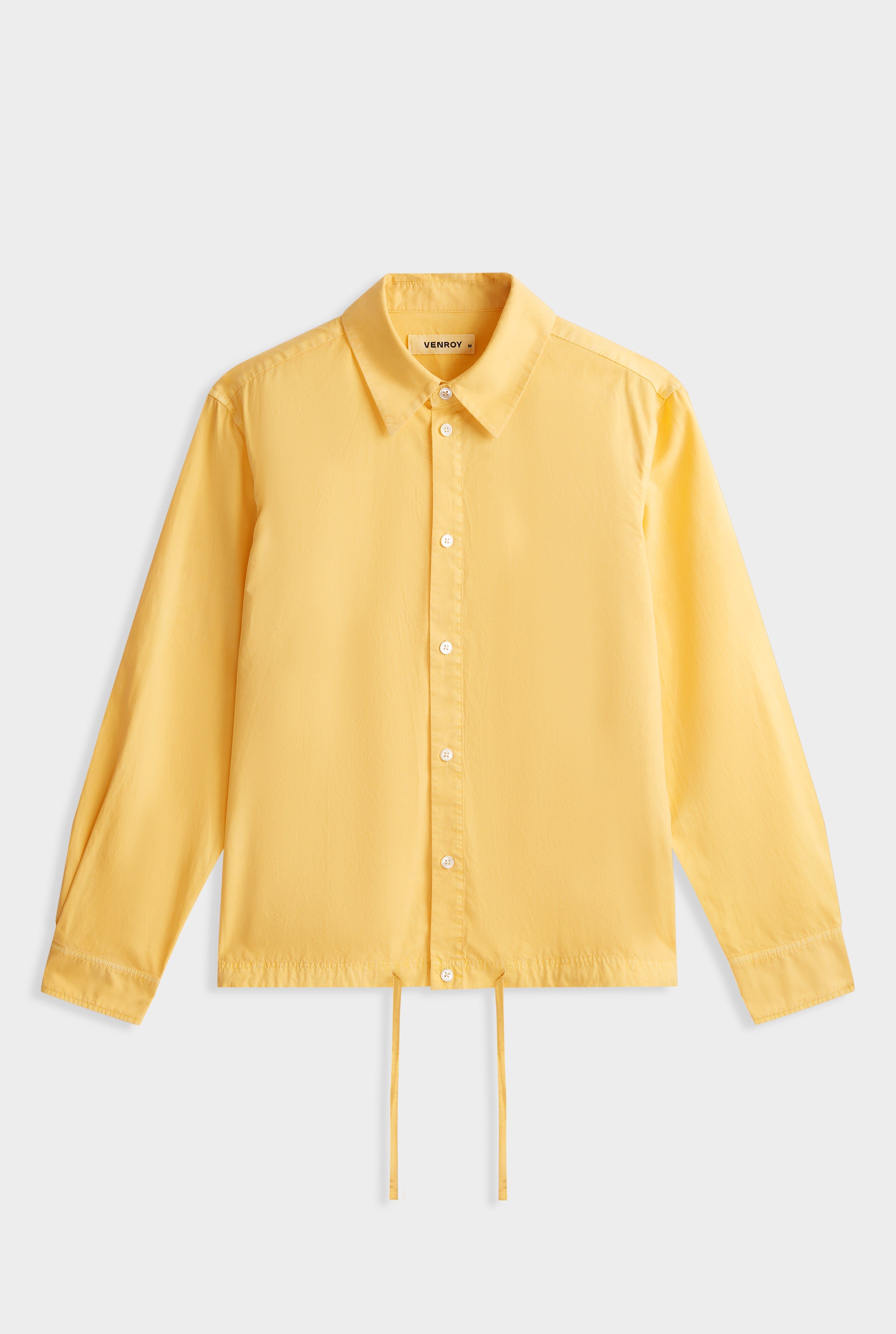 Pigment Dyed Long Sleeve Boxy Cotton Shirt -  Amber Yellow