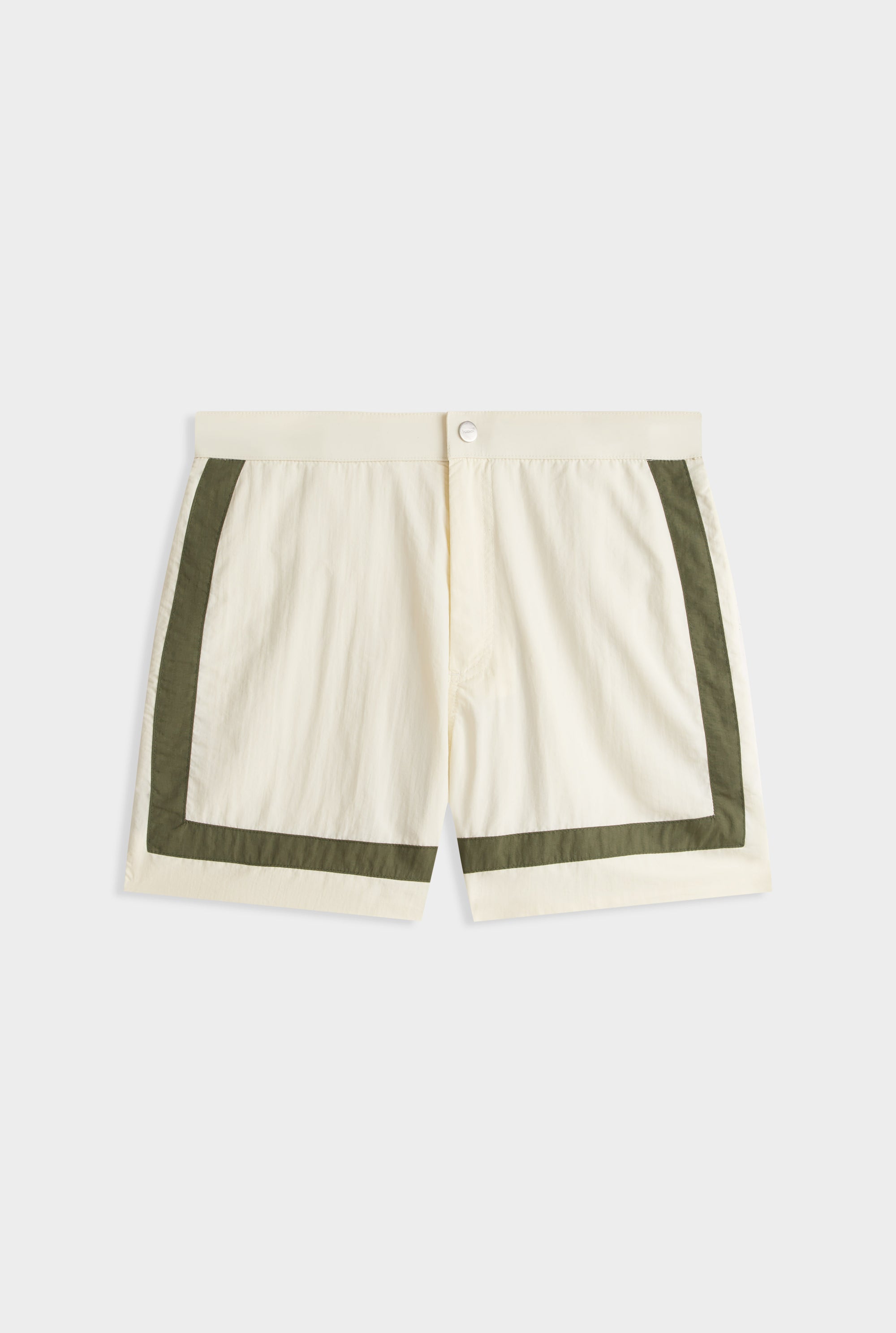 Snaplock Panelled Border Swim Short -  Cream/Olive