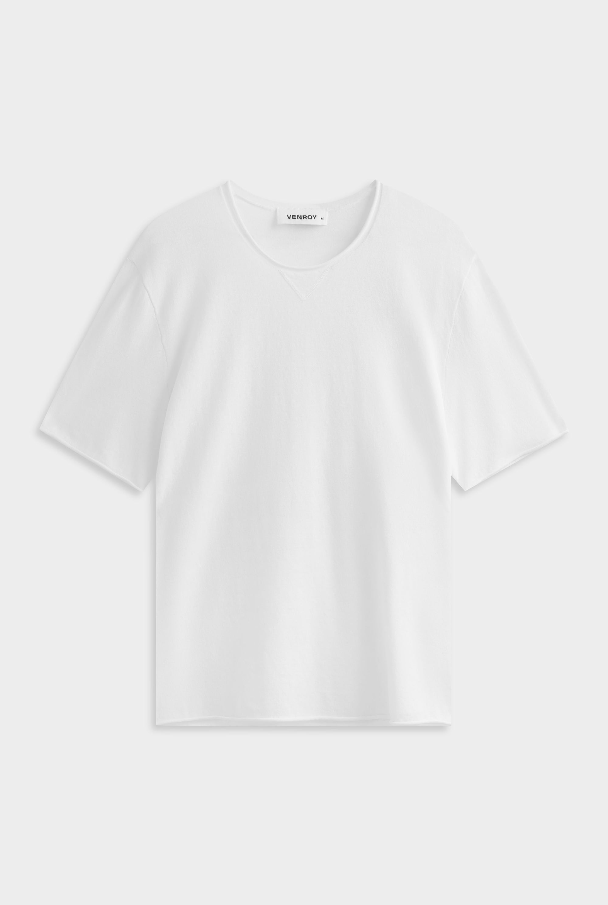 Rolled Edge Cotton Knit T-Shirt - Off White