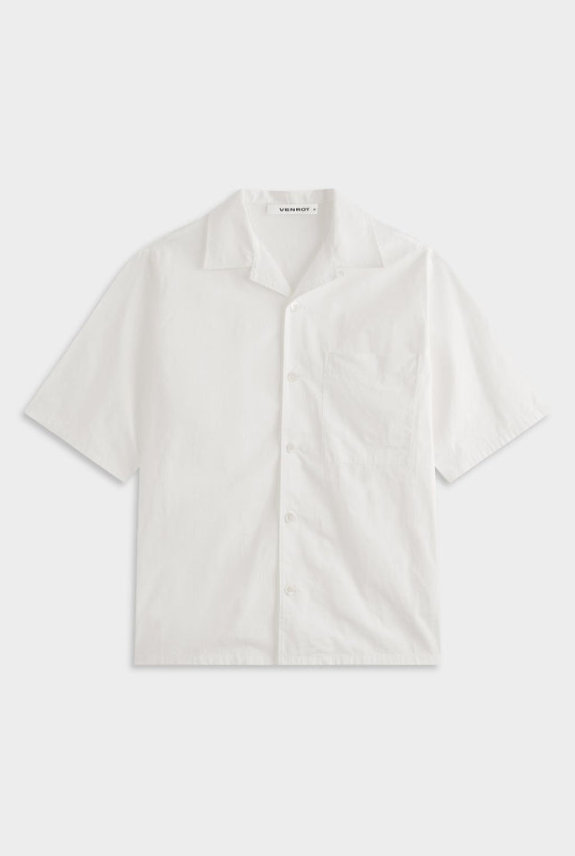 Oversized Cotton Short Sleeve Shirt - White