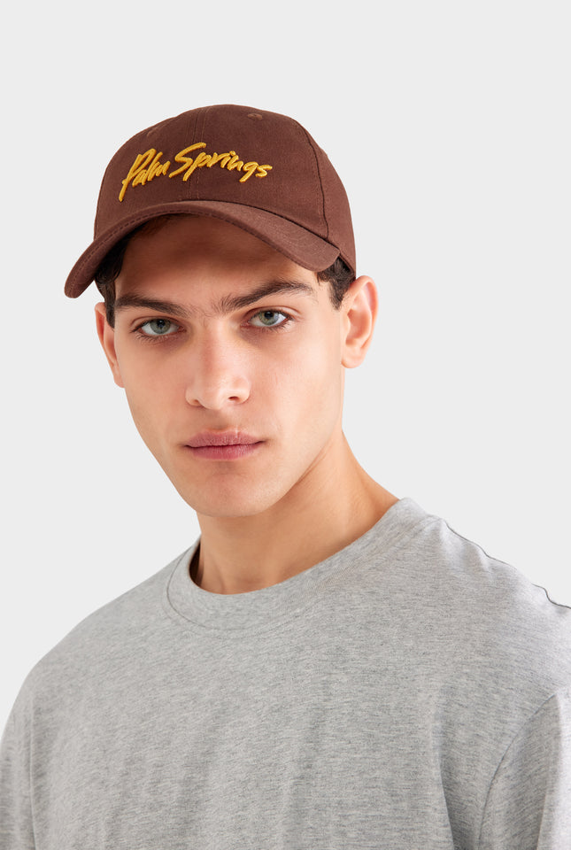 Palm Springs Cotton Logo Cap - Chocolate/Yellow Gold