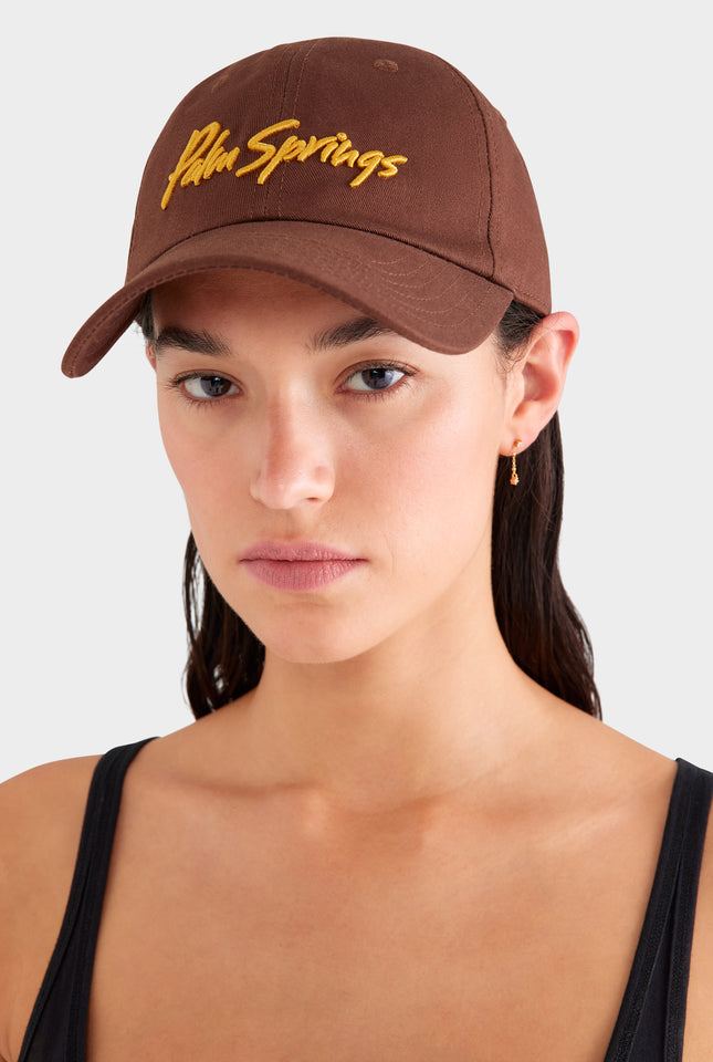 Palm Springs Cotton Logo Cap - Chocolate/Yellow Gold