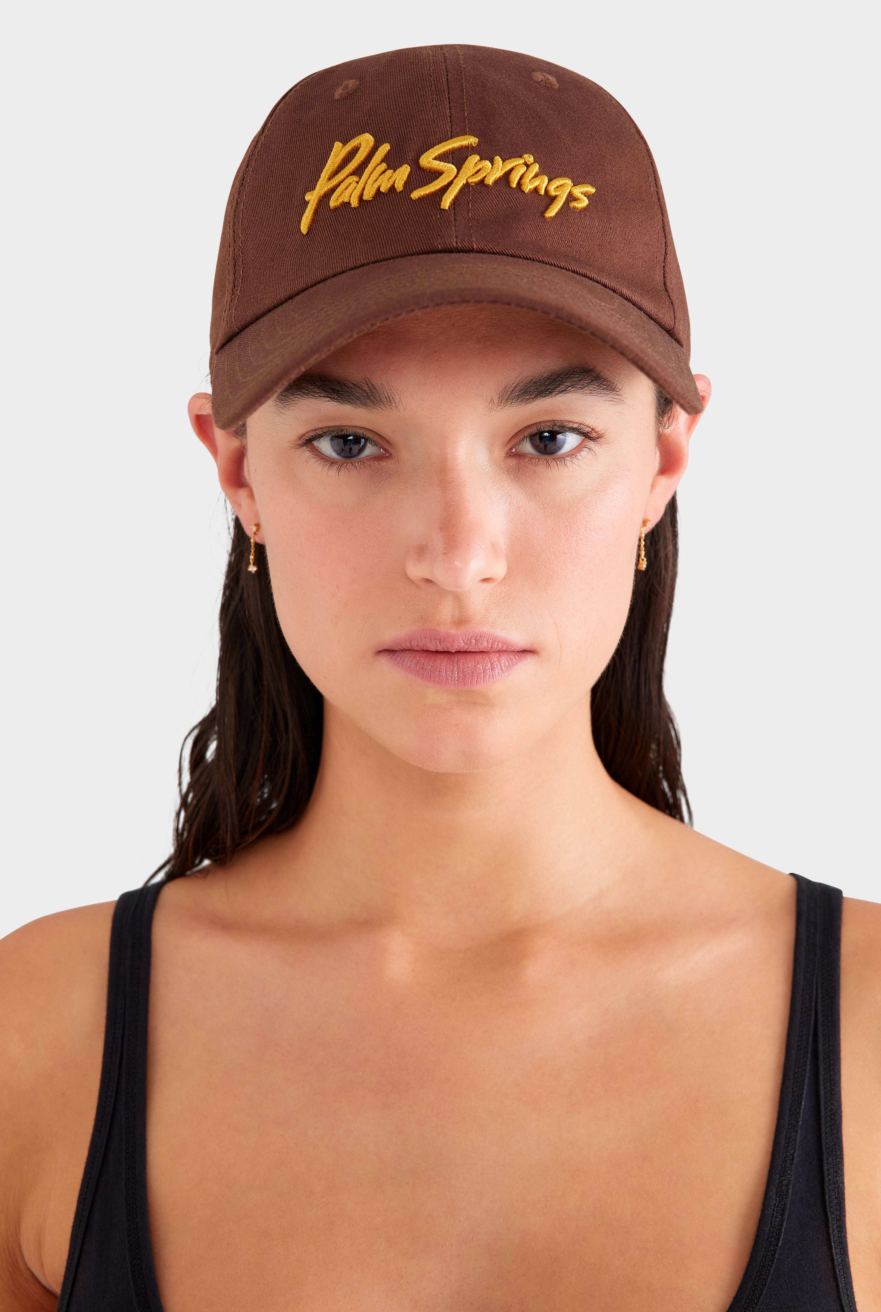 Palm Springs Cotton Logo Cap - Chocolate/Yellow Gold