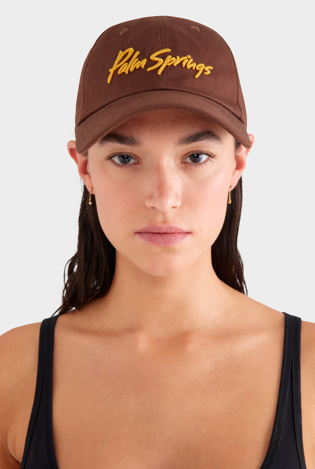 Palm Springs Cotton Logo Cap - Chocolate/Yellow Gold