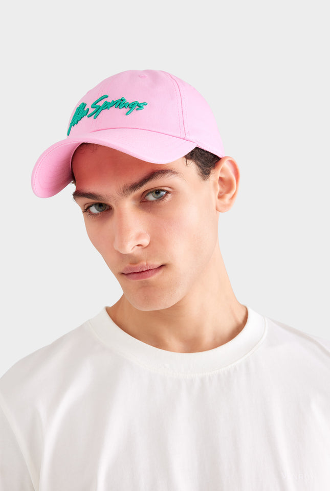 Palm Springs Cotton Logo Cap - Pink/Jade Green