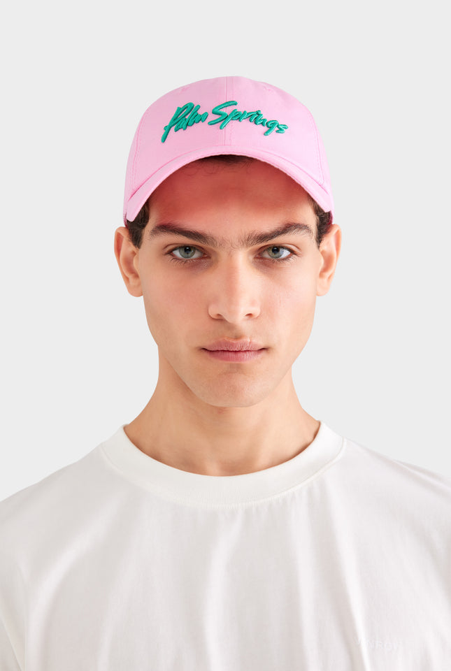 Palm Springs Cotton Logo Cap - Pink/Jade Green