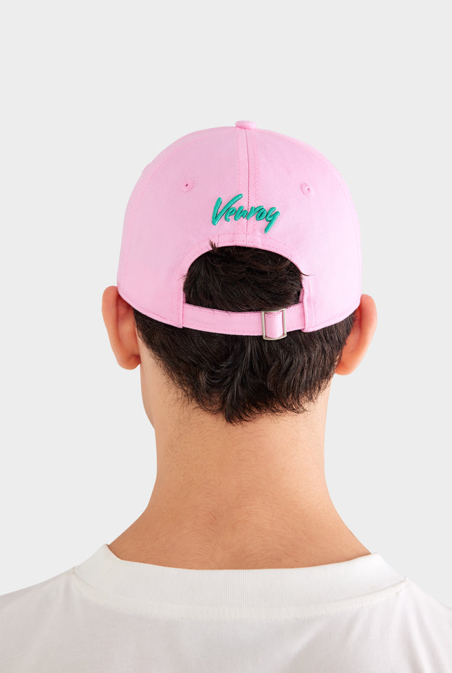 Palm Springs Cotton Logo Cap - Pink/Jade Green