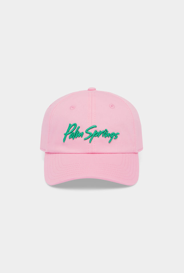 Palm Springs Cotton Logo Cap - Pink/Jade Green