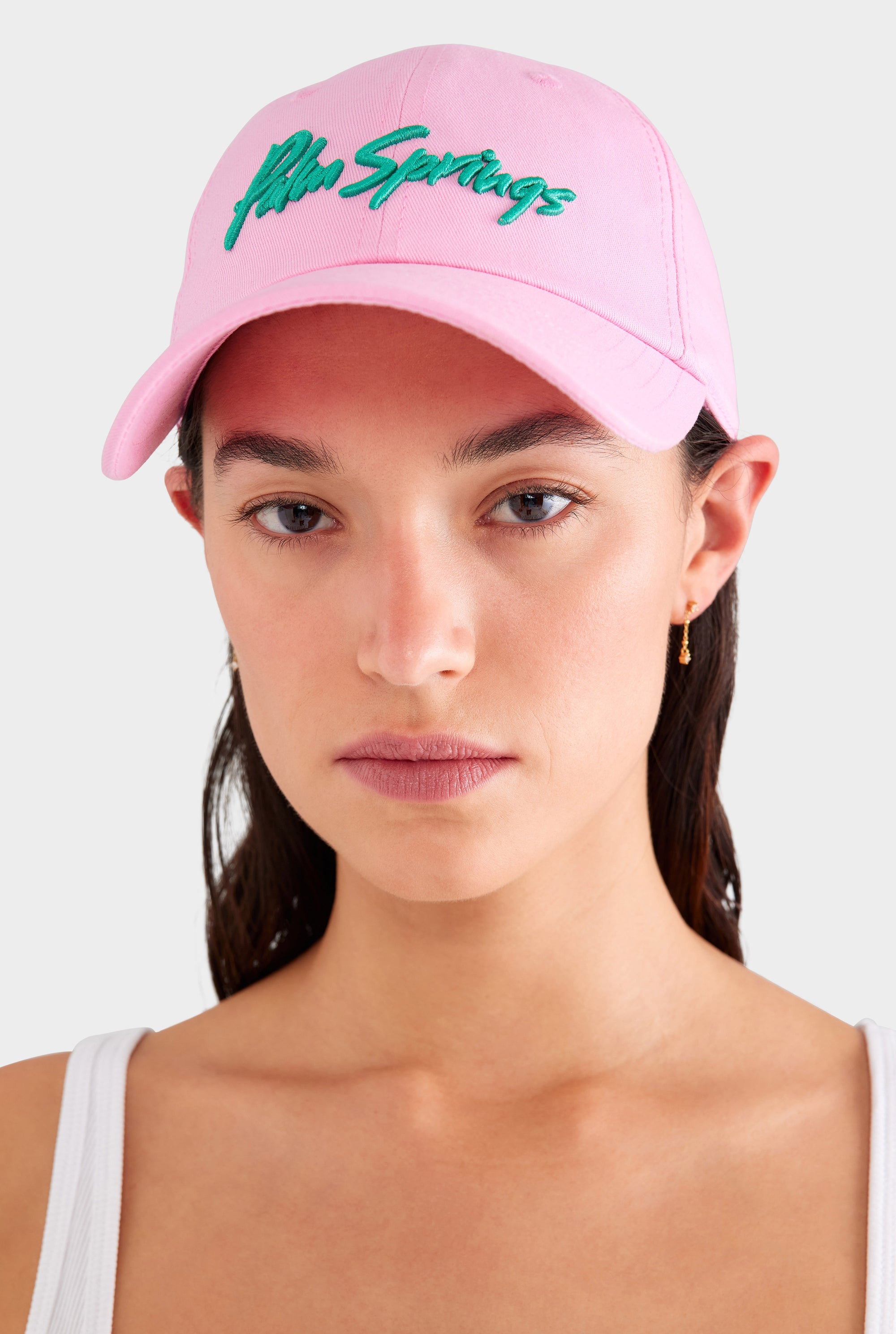 Palm Springs Cotton Logo Cap - Pink/Jade Green