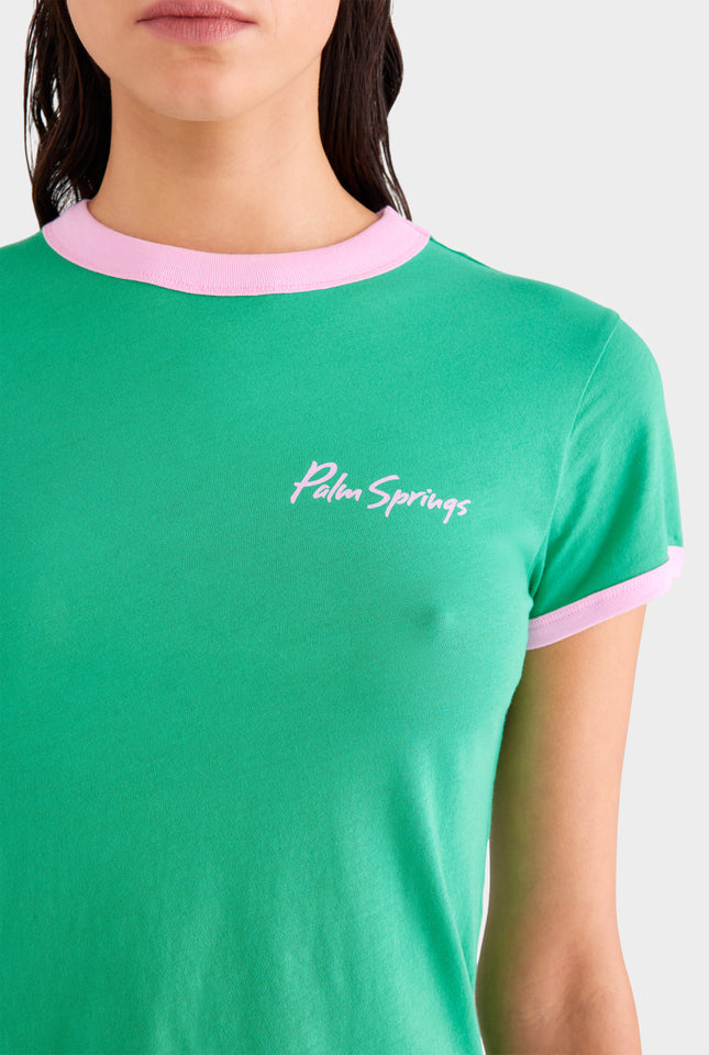 Palm Springs Lightweight Cotton Baby Tee - Jade Green/Pink