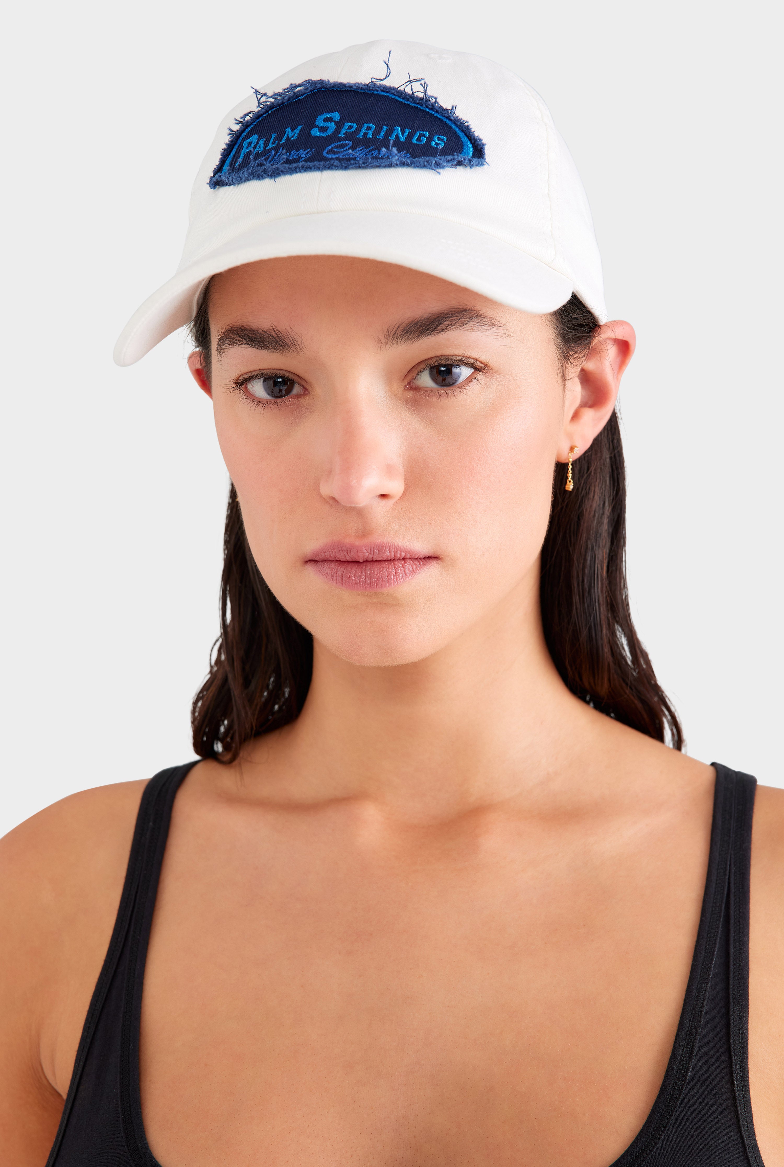 Palm Springs Patch Cotton Logo Cap - White/Blue