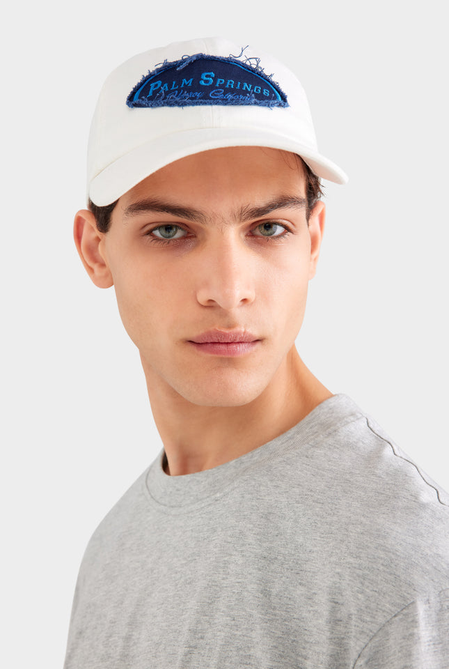 Palm Springs Patch Cotton Logo Cap - White/Blue