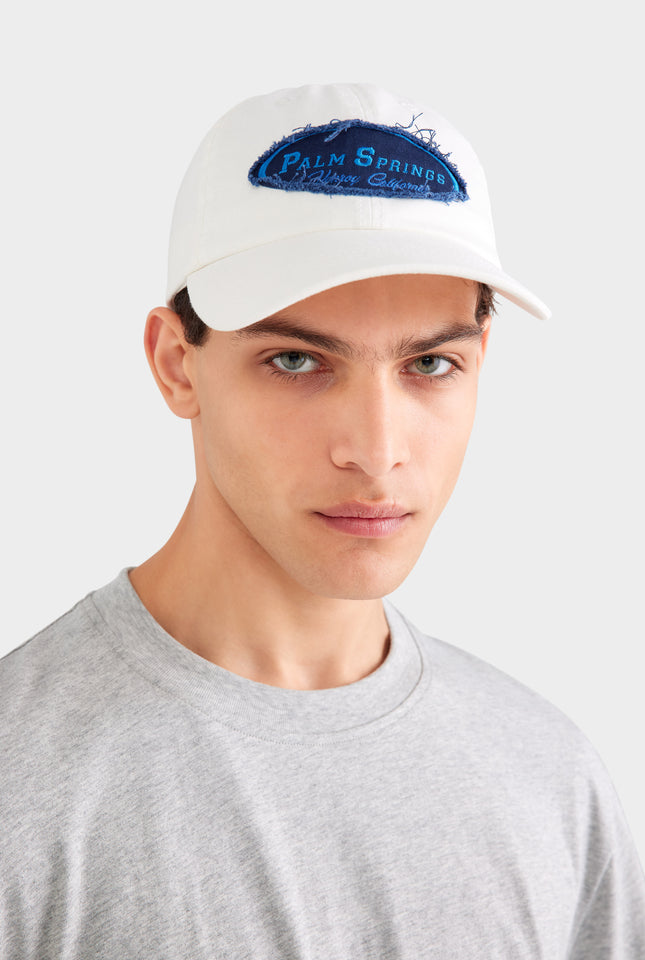 Palm Springs Patch Cotton Logo Cap - White/Blue