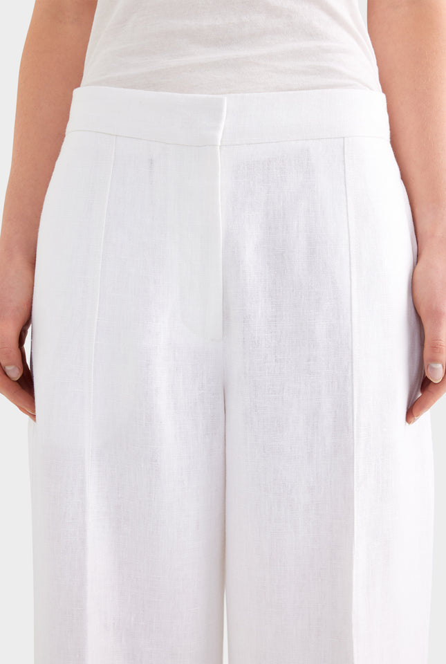 Panelled Linen Pant - White