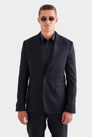 Tailored Linen Suit Jacket - Black