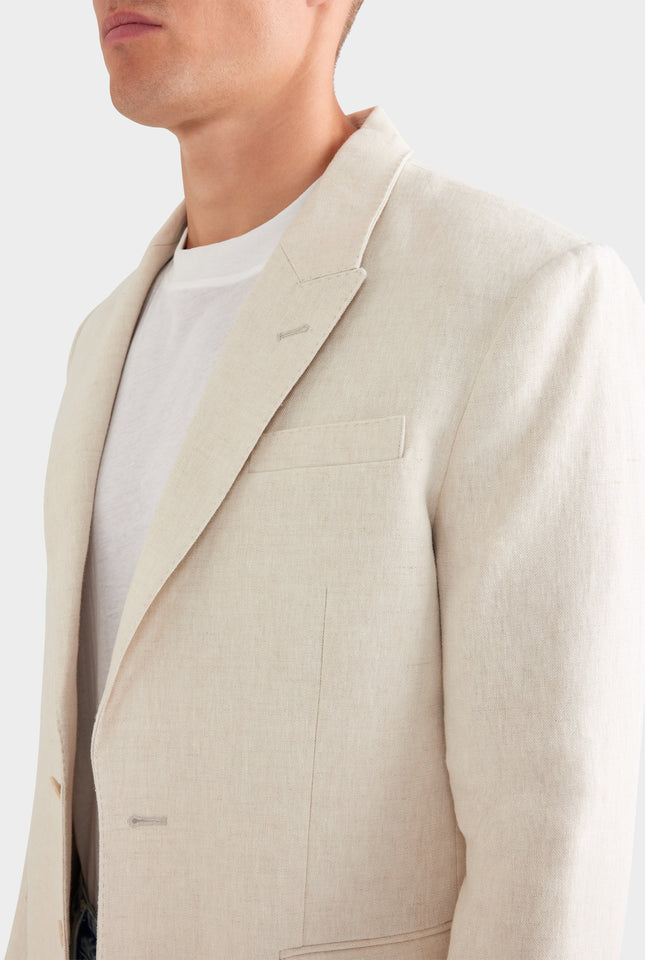 Tailored Linen Suit Jacket - Sand