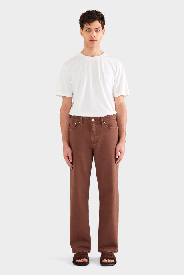 Pigment Dyed Straight Leg Denim Jean - Brown