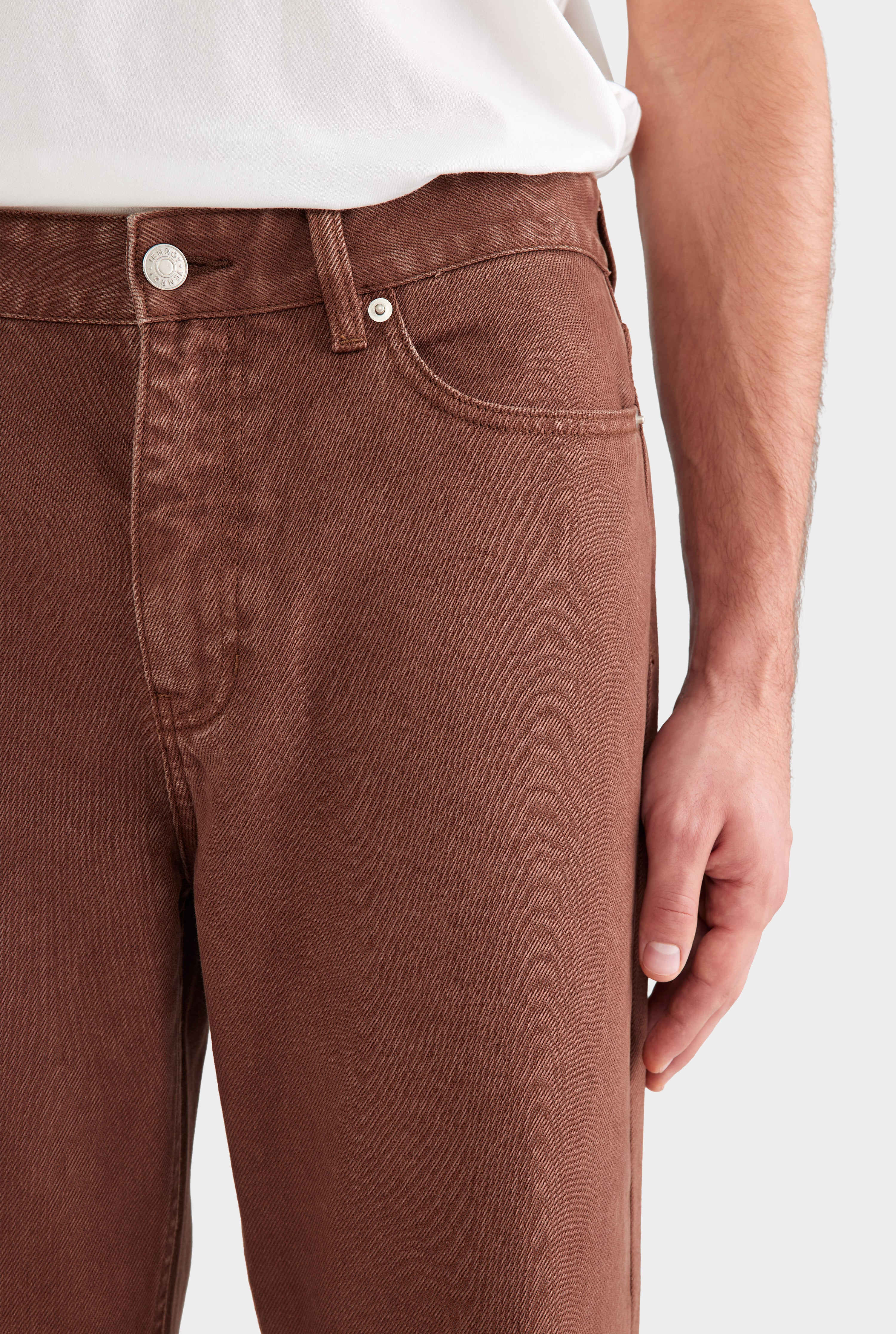 Pigment Dyed Straight Leg Denim Jean - Brown