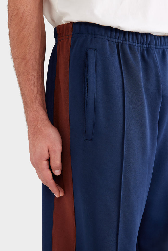 Jersey Track Pant - Navy Blue/Chocolate