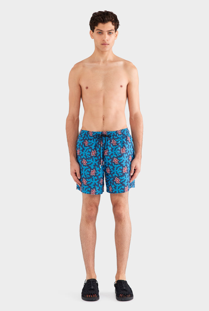 Printed Swim Short - Blue/Red BAM