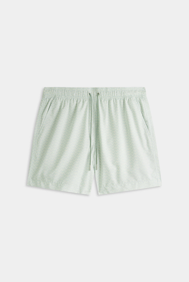 Printed Swim Short - Pale Aqua/Cream V Monogram