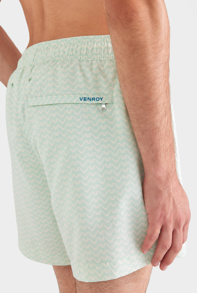 Printed Swim Short - Pale Aqua/Cream V Monogram