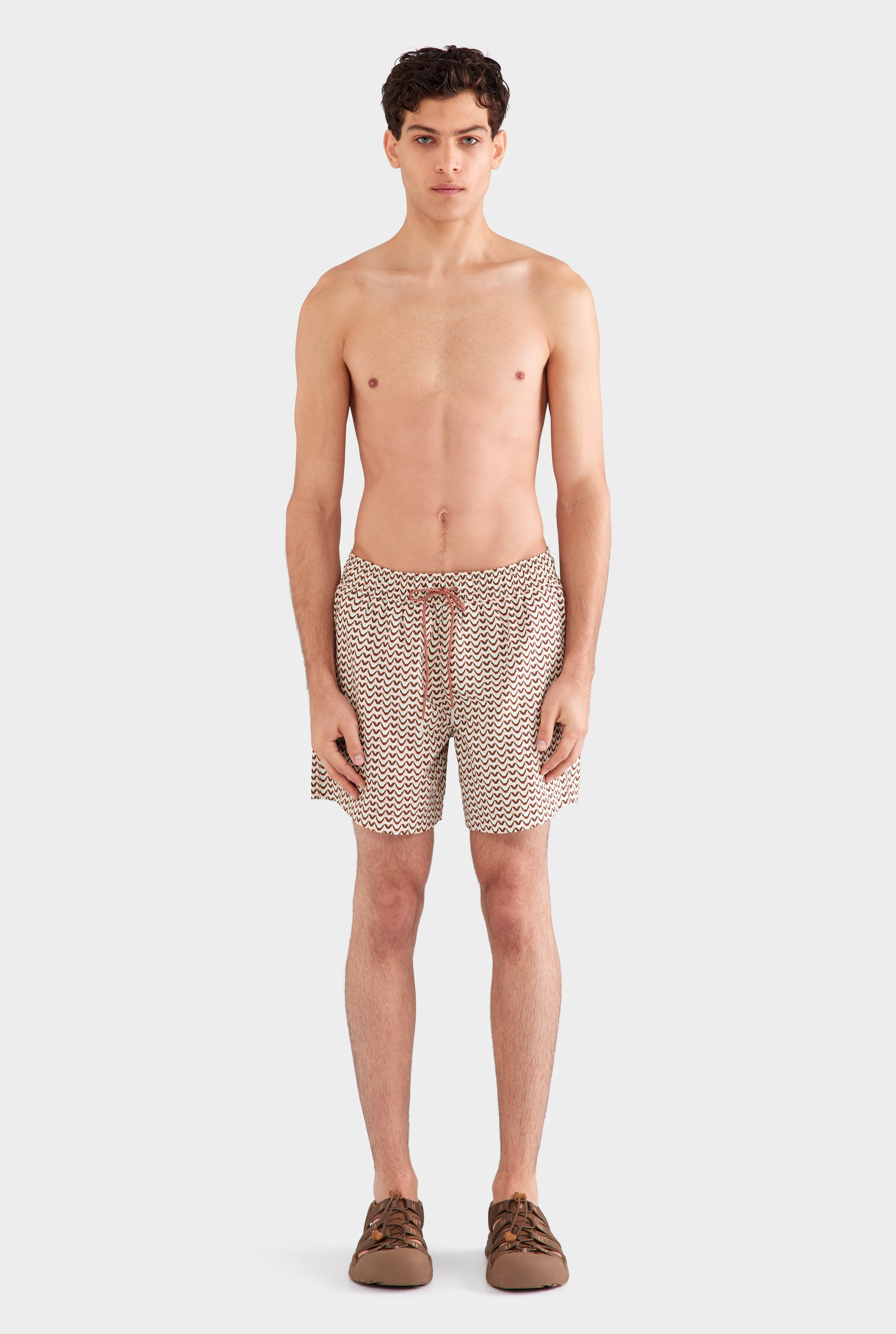 Printed Swim Short - Pale Aqua/Peach/Chocolate V Monogram