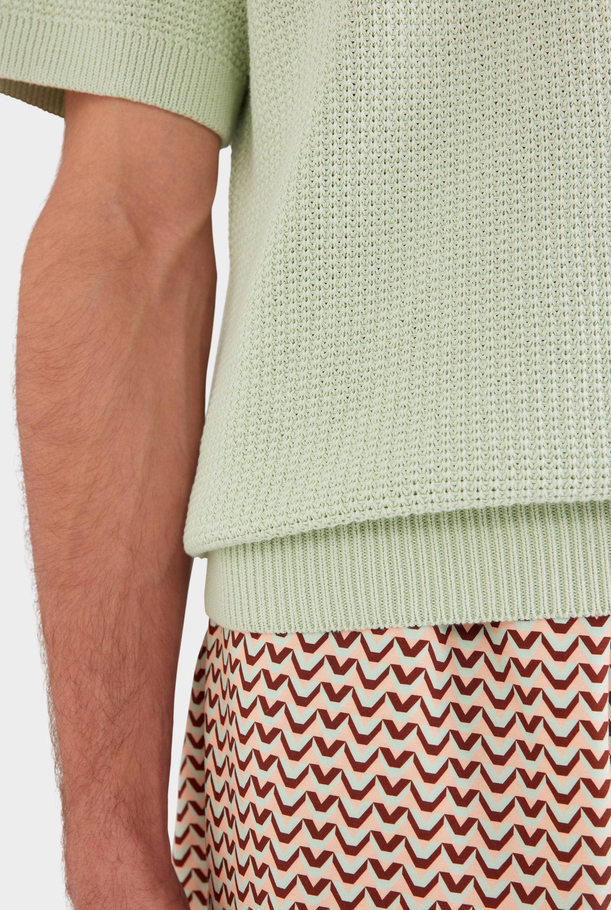 Relaxed Cotton Knit Open Neck Polo - Pale Aqua