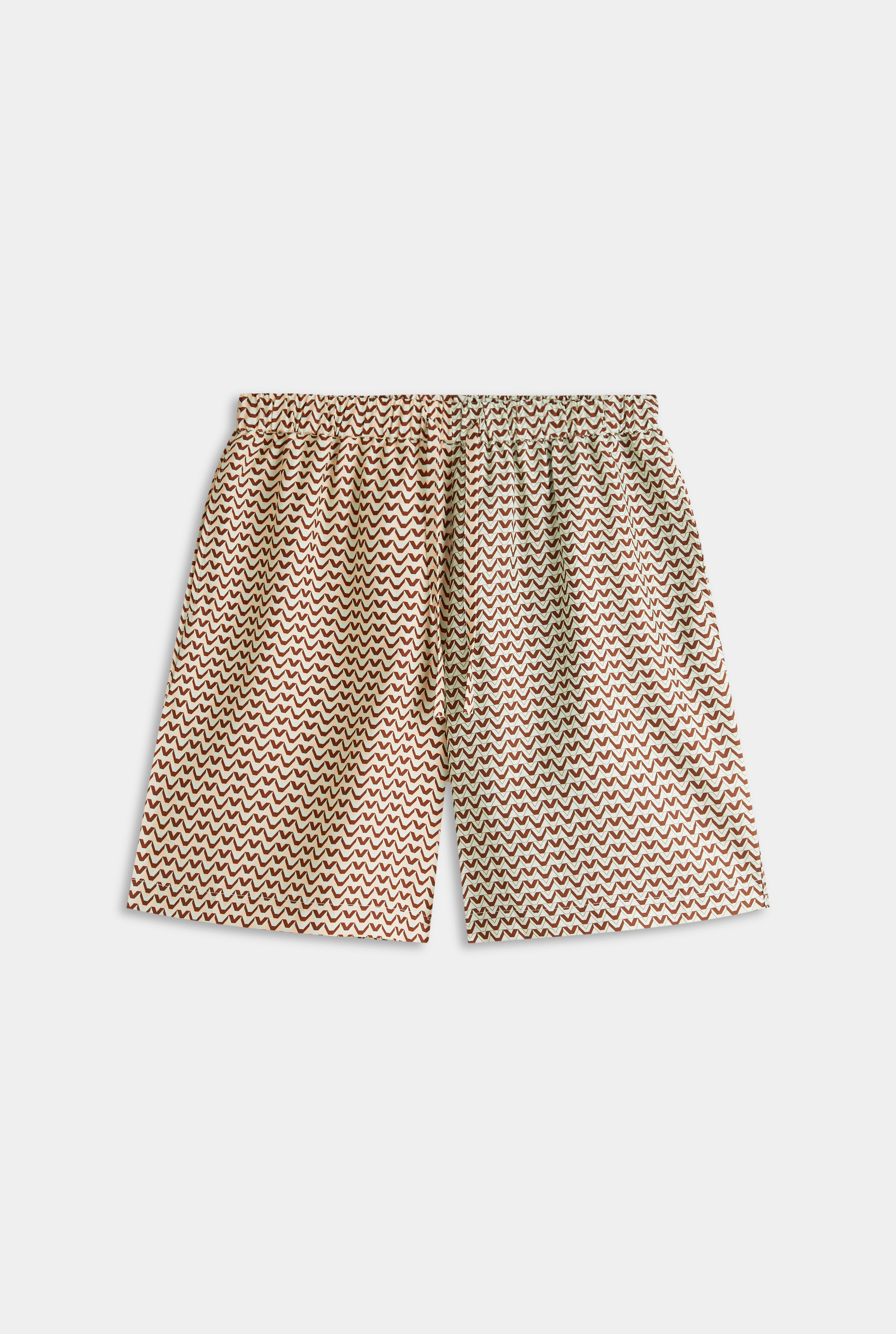 Relaxed Tencel Bermuda Short - Pale Aqua/Peach Spliced V Monogram