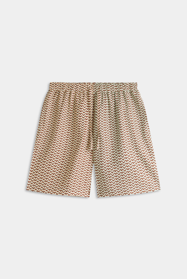 Relaxed Tencel Bermuda Short - Pale Aqua/Peach Spliced V Monogram