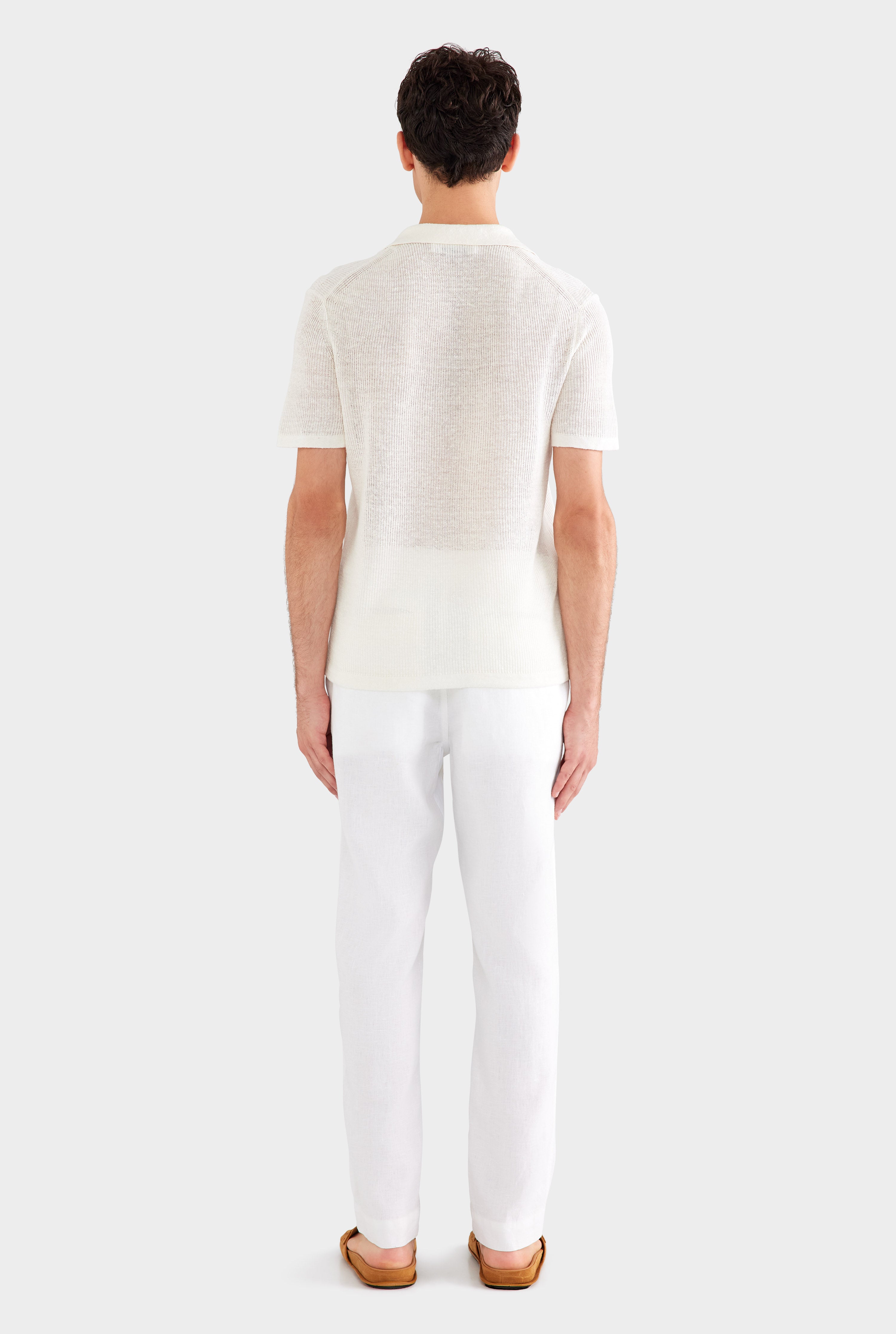 Rib Knit Open Neck Polo 2.0 - Off White
