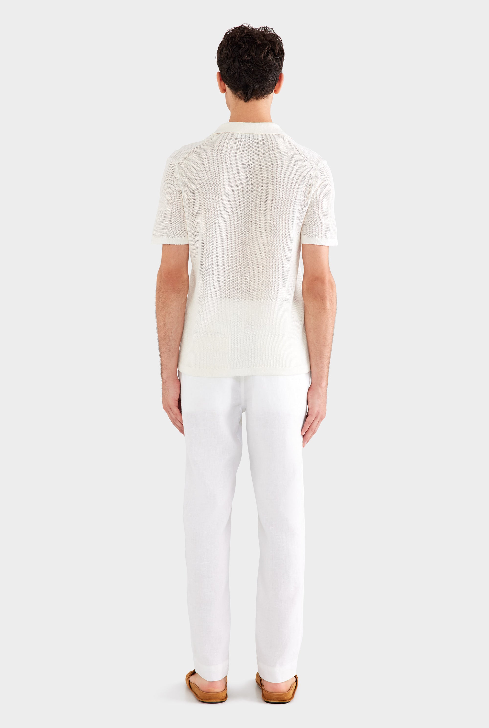 Rib Knit Open Neck Polo 2.0 - Off White
