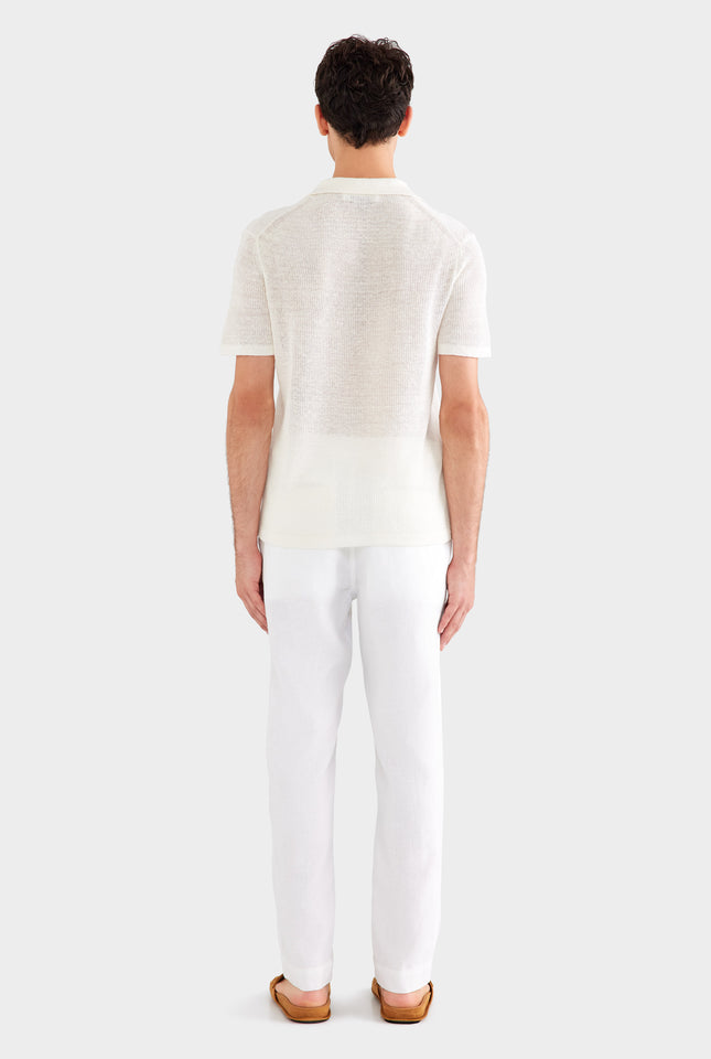 Rib Knit Open Neck Polo 2.0 - Off White