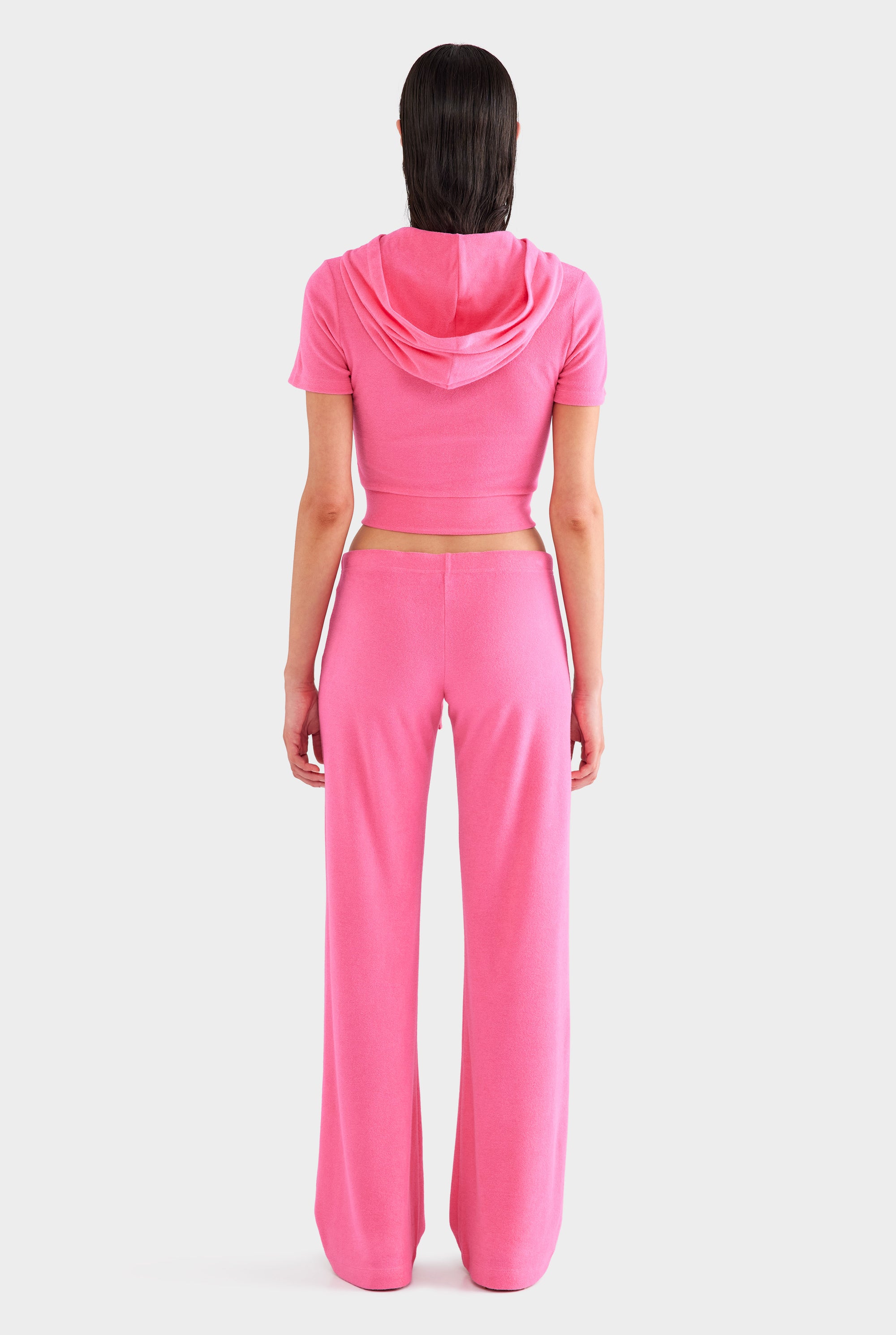 Low Rise Velour Track Pant - Hot Pink