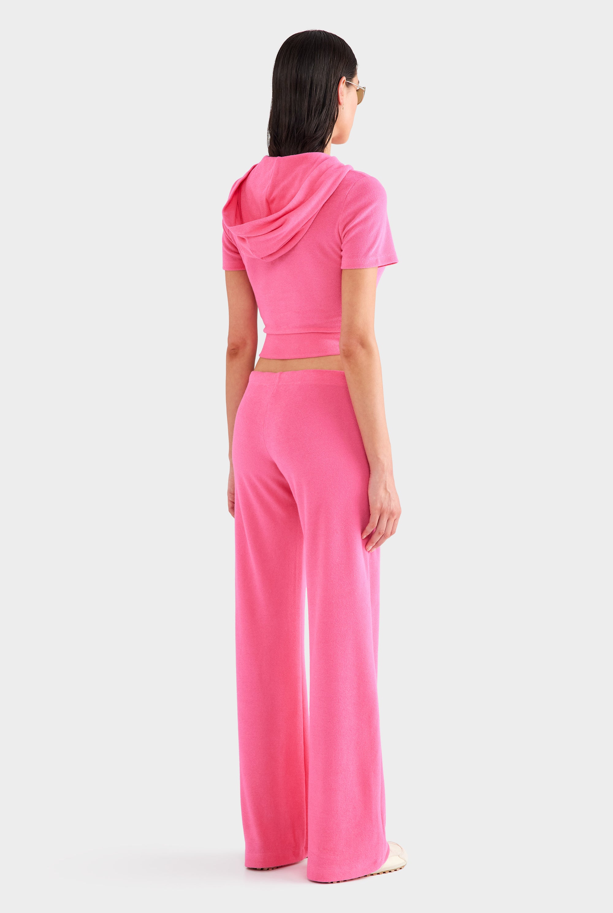 Low Rise Velour Track Pant - Hot Pink