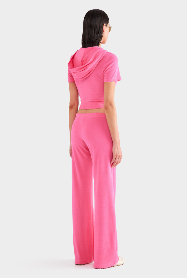 Low Rise Velour Track Pant - Hot Pink