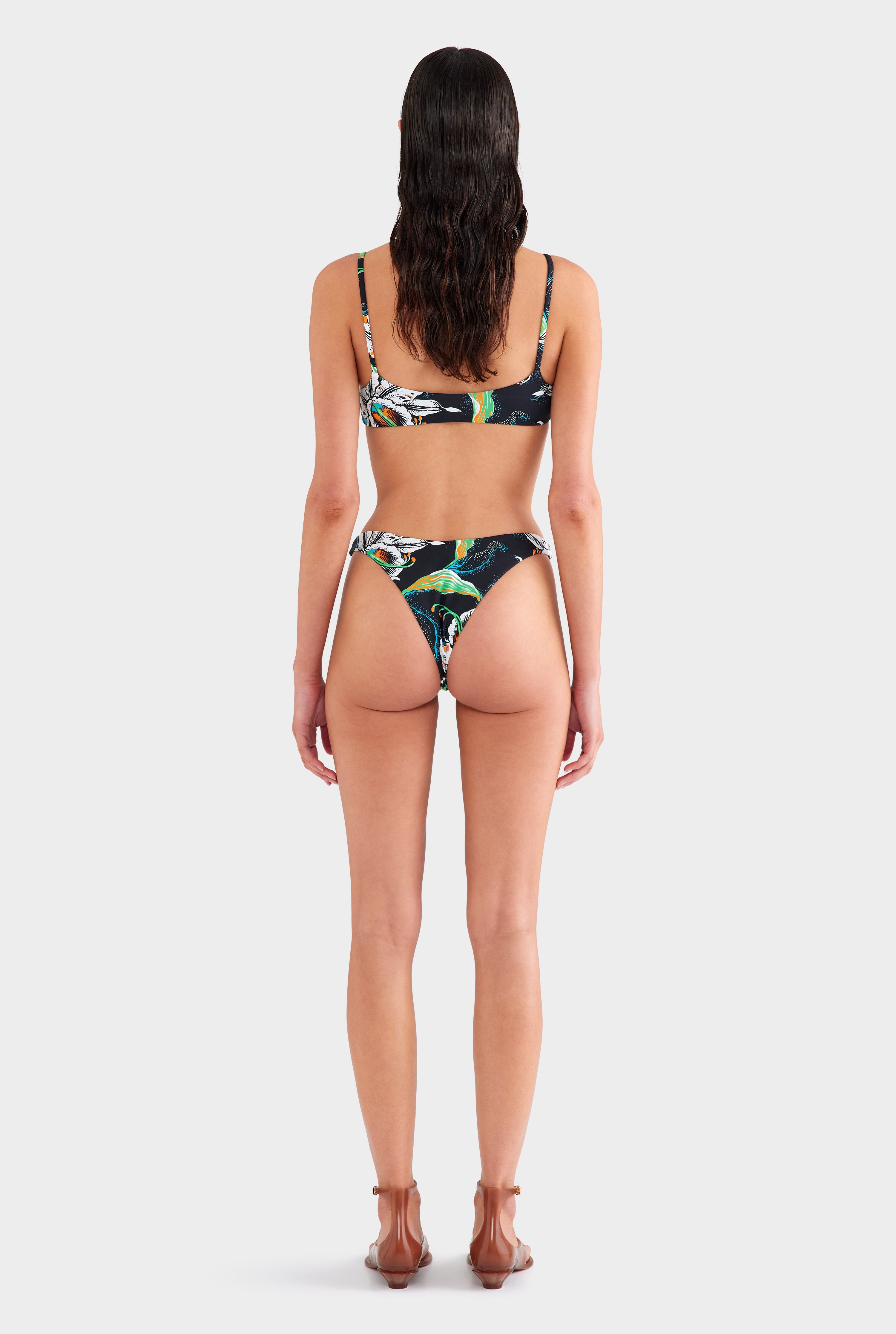 Cheeky Bikini Brief - Black/White Lily