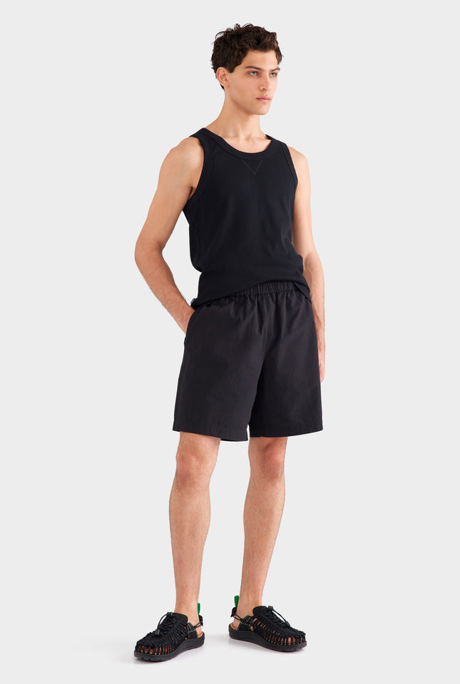 Seersucker Cotton Bermuda Short - Washed Black