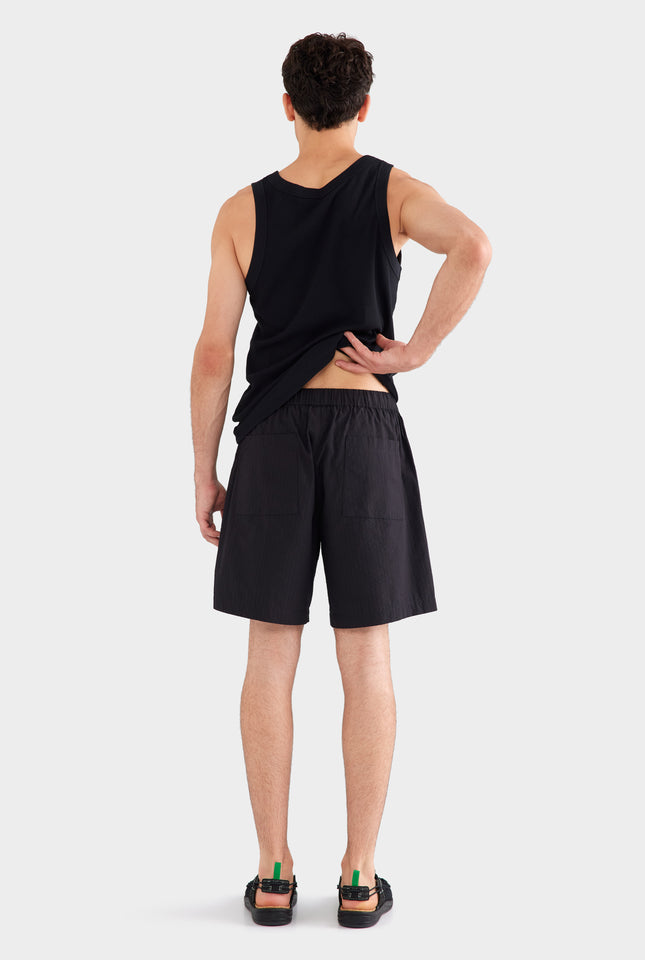 Seersucker Cotton Bermuda Short - Washed Black