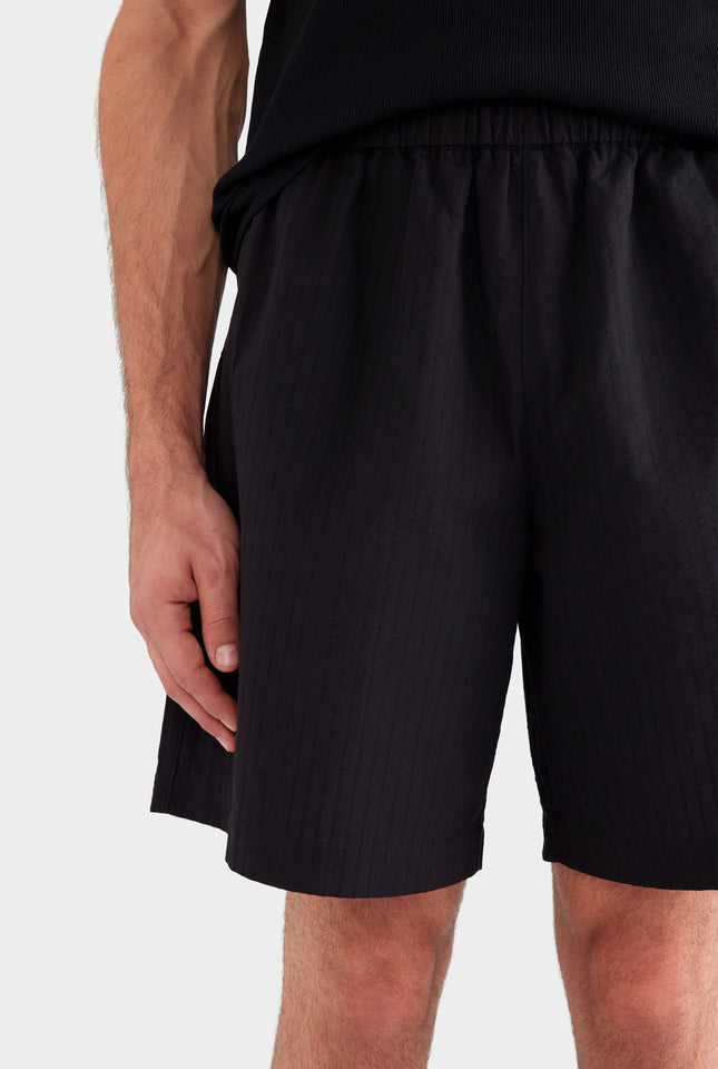 Seersucker Cotton Bermuda Short - Washed Black