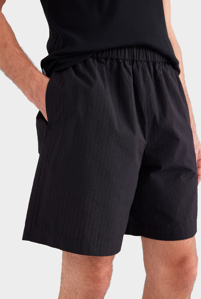 Seersucker Cotton Bermuda Short - Washed Black