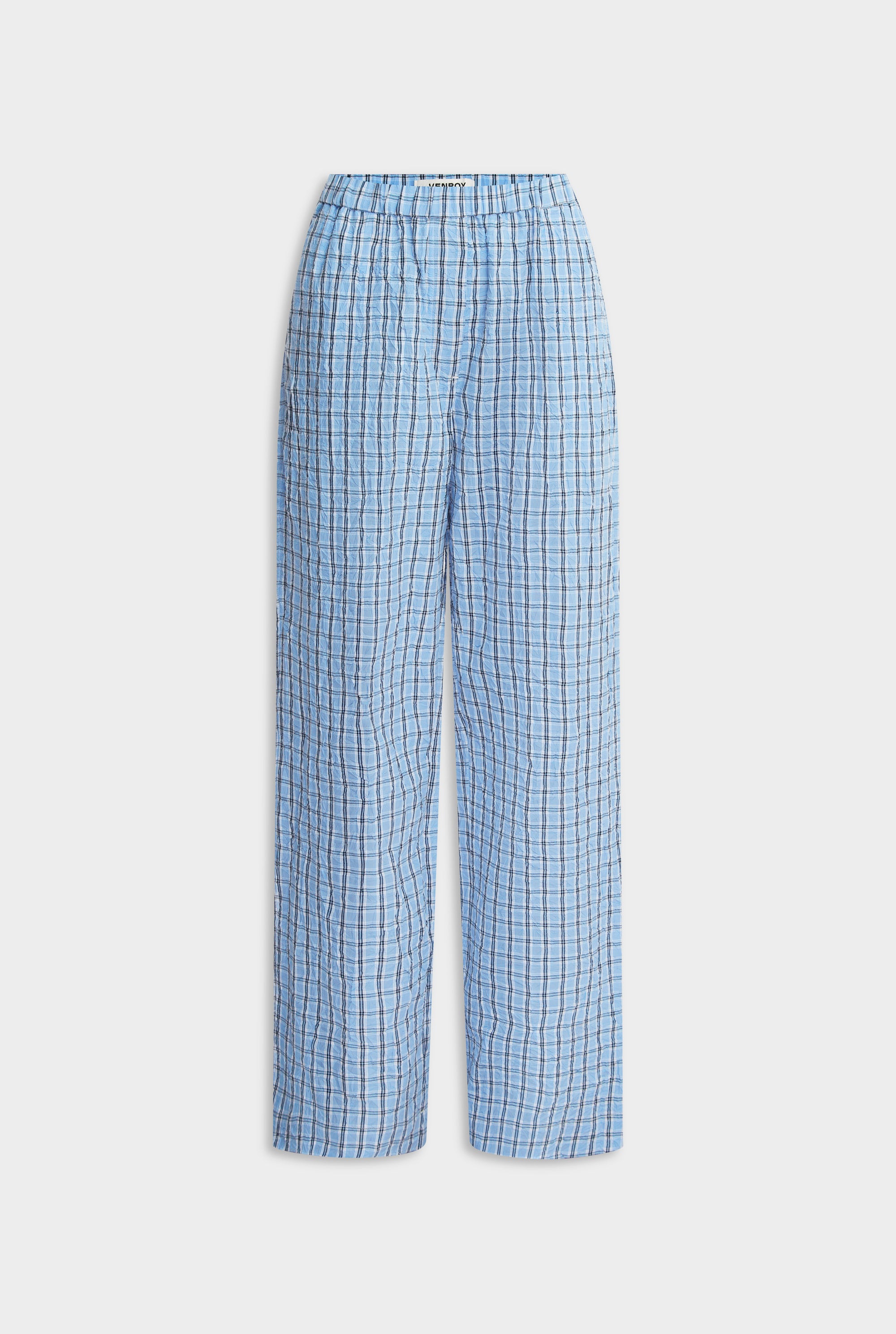 Relaxed Check Cotton Pant - Blue Crushed Check