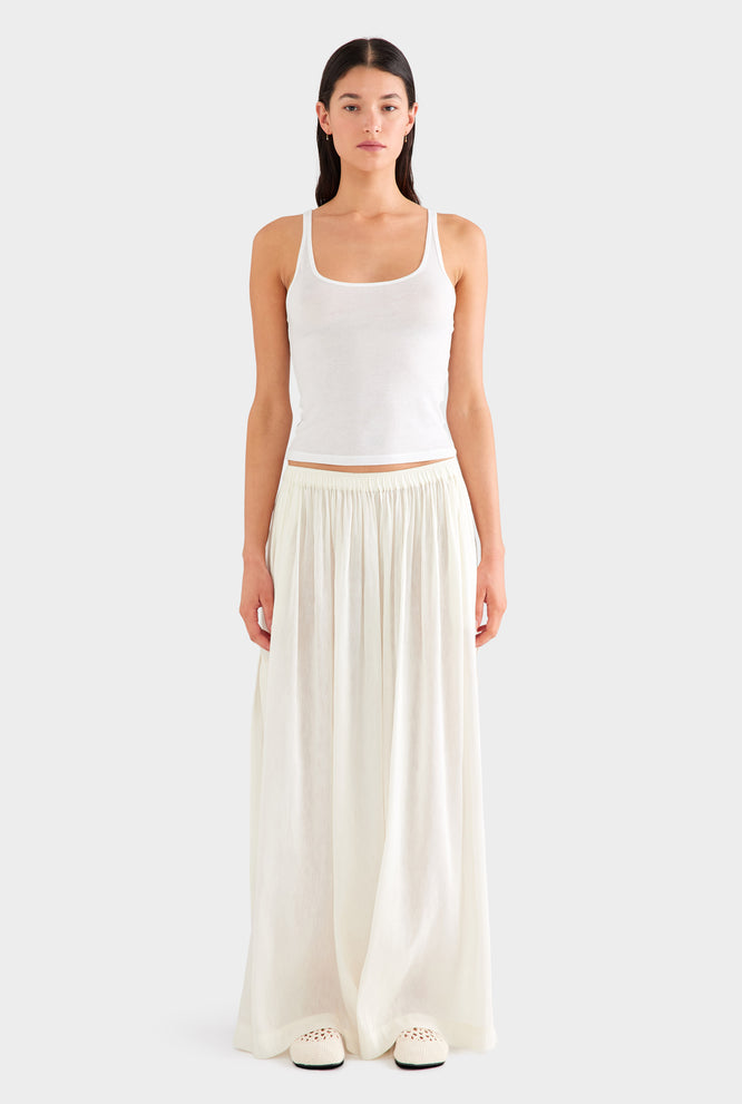 Silk Linen Maxi Skirt - Black