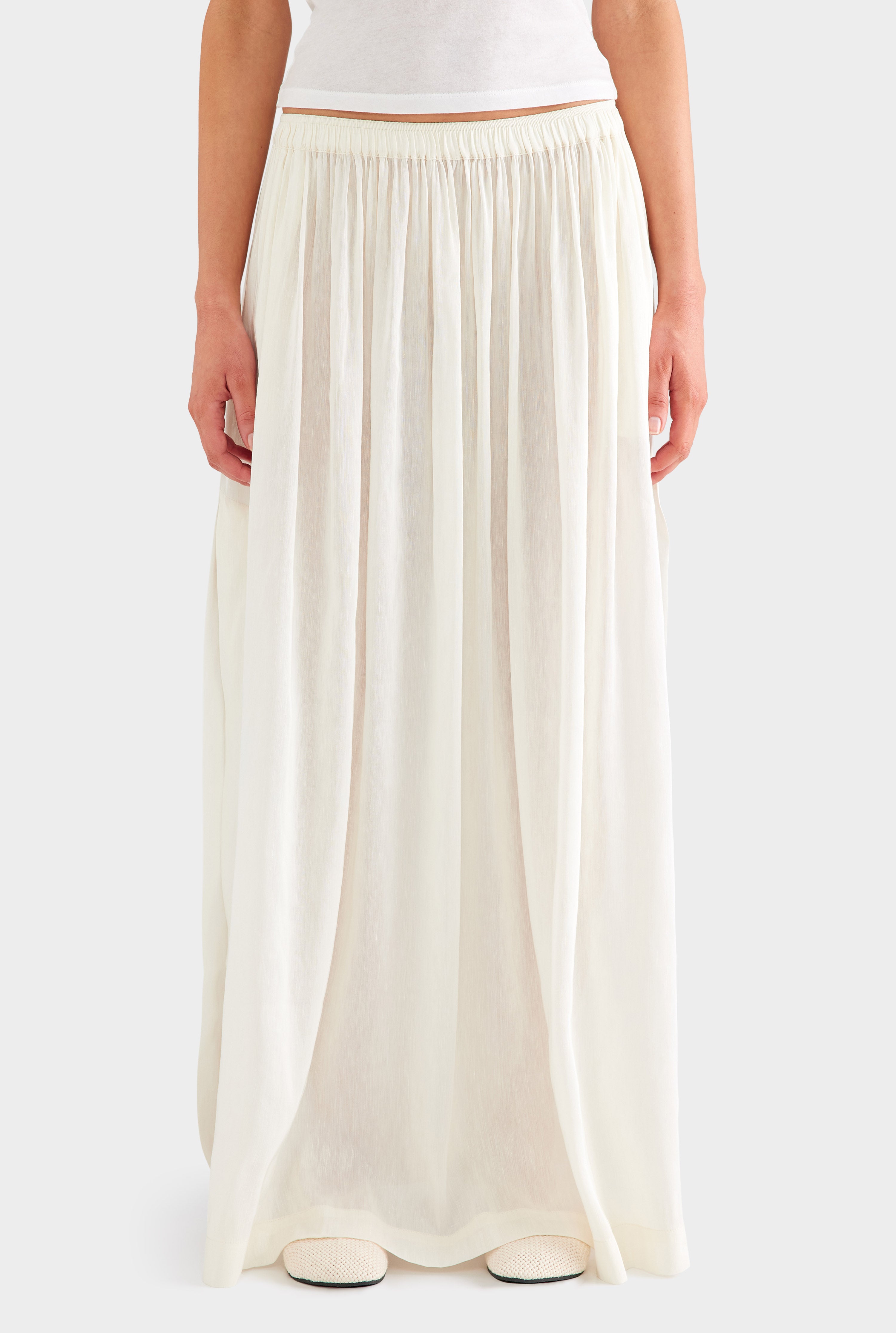 Silk Linen Maxi Skirt - Off White