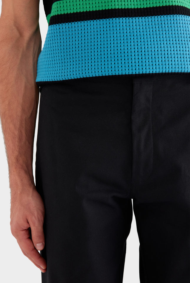 Straight Leg Cotton Canvas Pant - Black