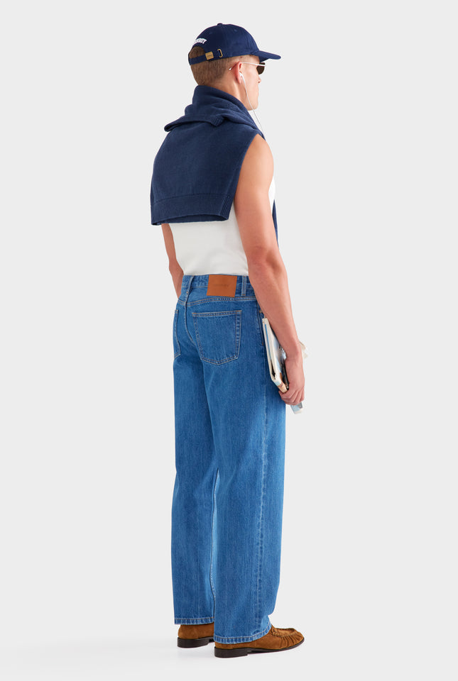 Straight Leg Denim Jean - Mid Blue