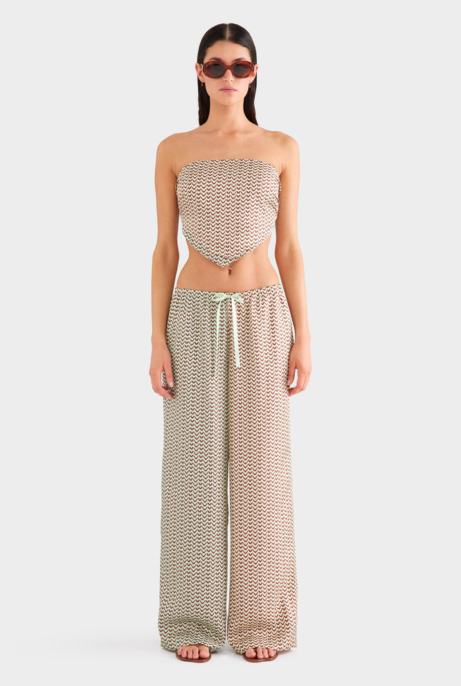 Strapless Layered Scarf Top - Pale Aqua/Peach V Monogram