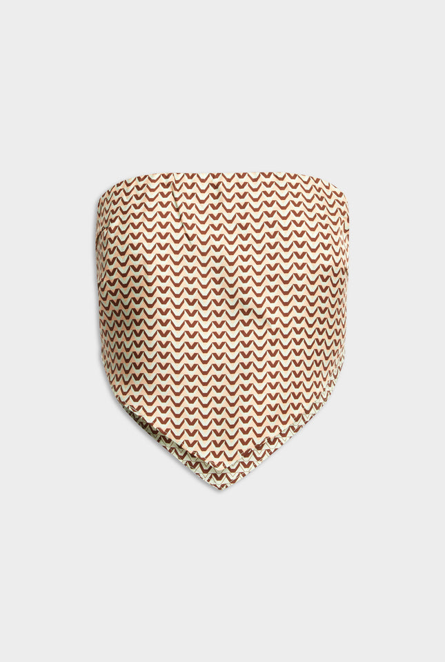 Strapless Layered Scarf Top - Pale Aqua/Peach V Monogram
